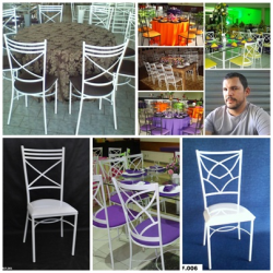 Cadeiras e mesas de ferro para festas e eventos